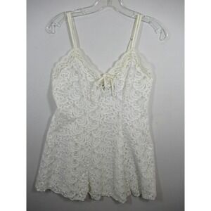 Delicates Mesh Keyhole Chemise Women Medium White Nylon Lace Nightgown